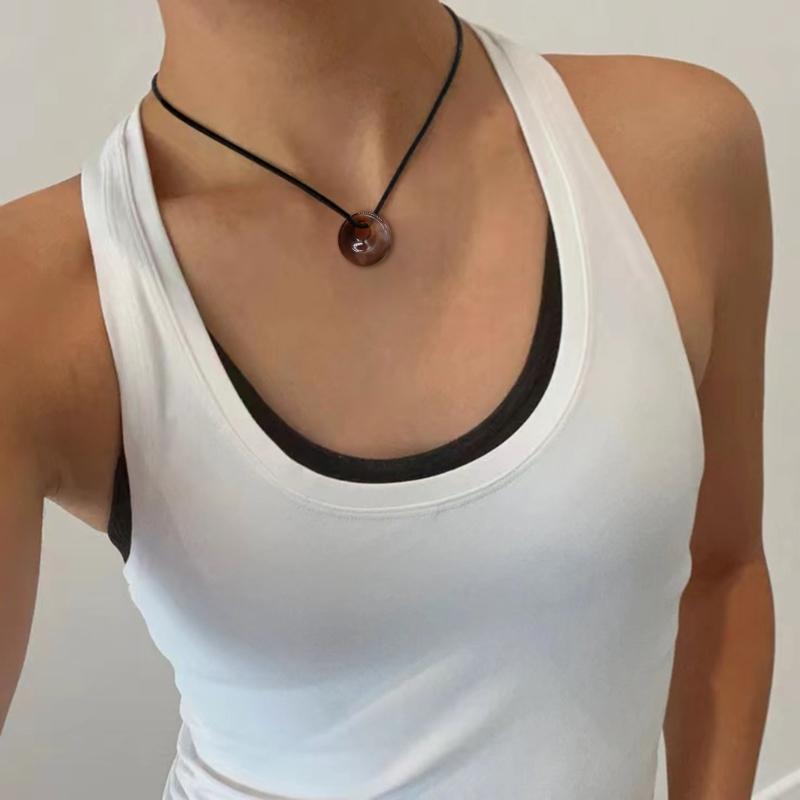 18mm Circle Healing Crystals Necklace Natural Semi-Precious Chakras Gemstones Amulet Lucky Coin Charm Protection