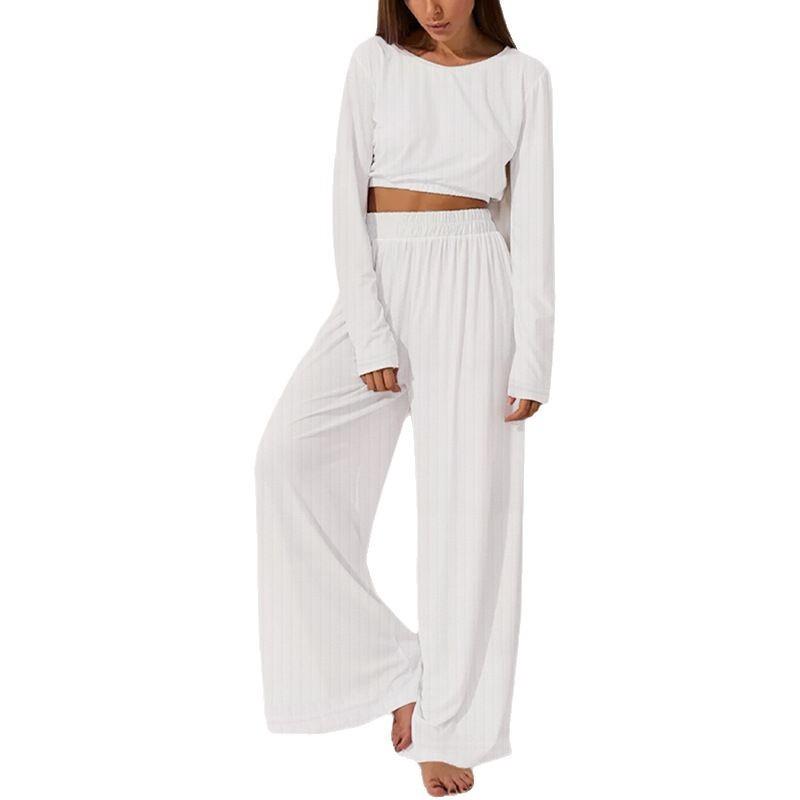 Spring and Summer Pajamas Women's Long-sleeved Trousers Homewear Traceable Cotton