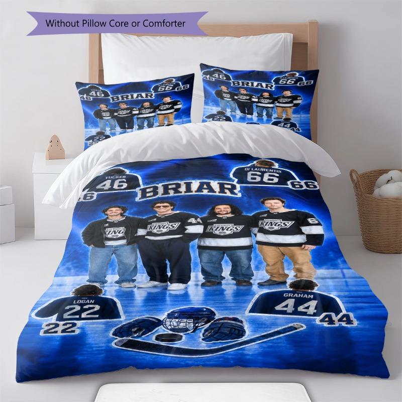 Briar University Hockey Team Portrait Print 3 Pieces Duvet Cover Set Sports Romance Bedding Bedroom Home Decor Without Pillow Core