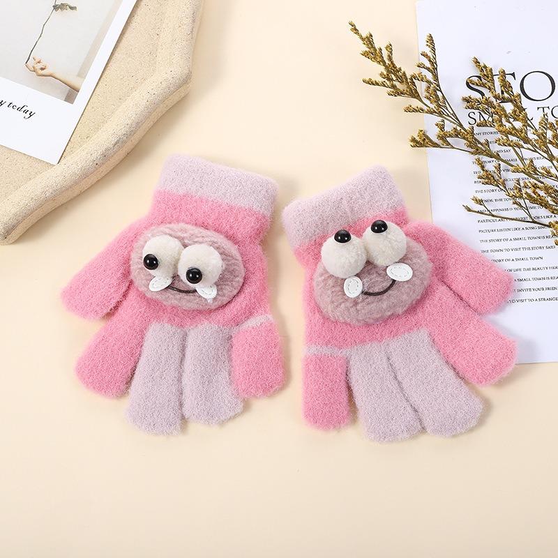 Children's gloves winter warm kindergarten baby five-finger gloves boys and girls finger thickened fleece cold moisture