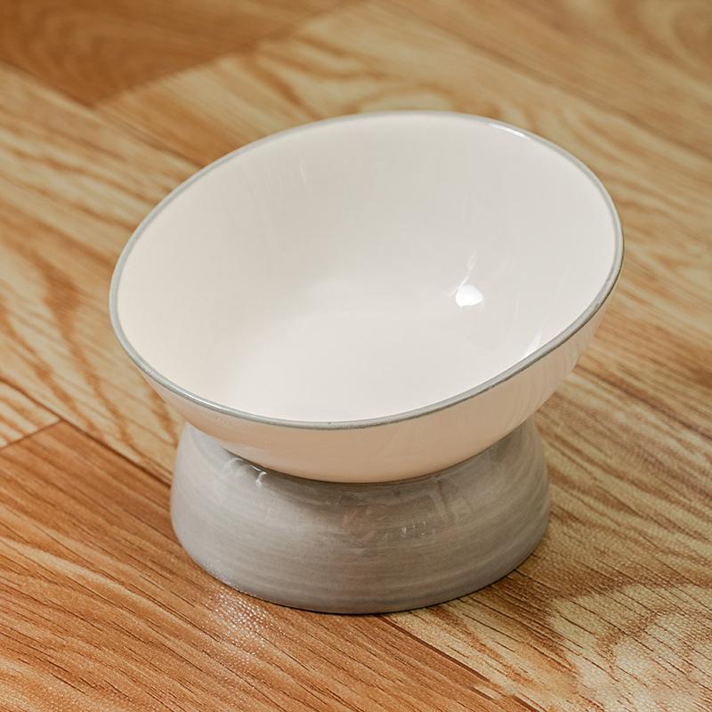 1pc Cat Bowl, Ceramic Cat Inclined Food Bowl Water Bowl For Neck Protection, Indoor Cats Feeding Supplies