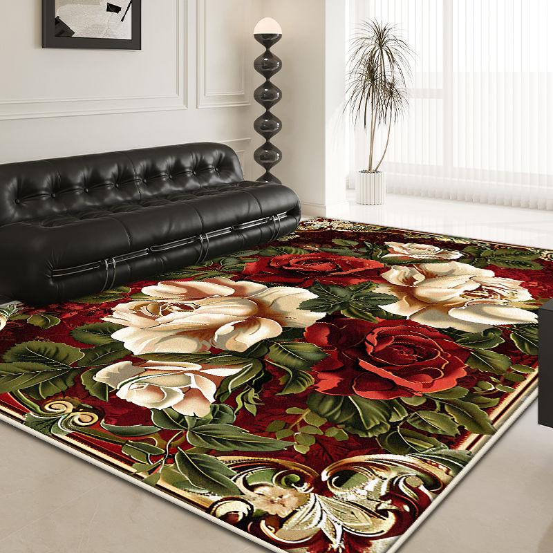 European Style Flower Carpets for Living Room 3D Retro Decoration Home Antiskid Carpet Hall Area Floor Mat Room Decor Large Rug