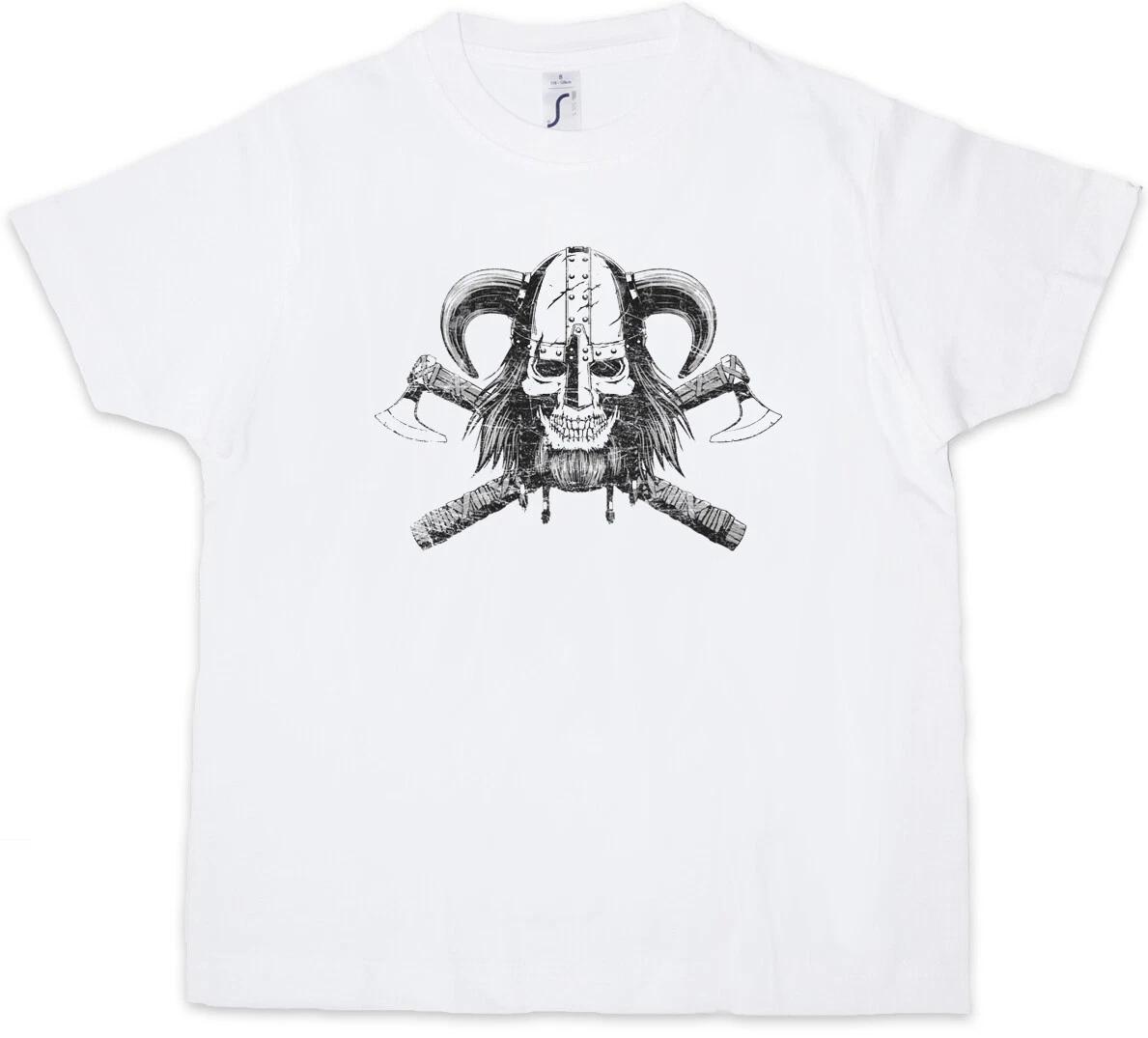 VIKING SKULL VI Kids Boys T-Shirt Vikings Norse Odin Thor Viking Ship- 100