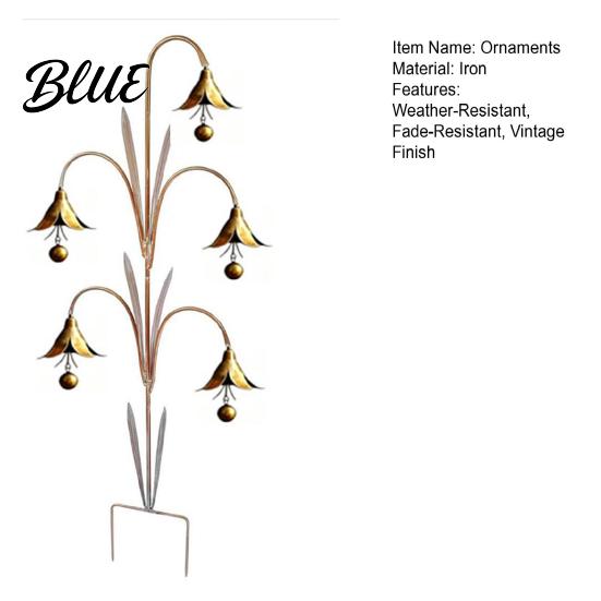 Decorative Metal Floral Bells Bluebell Flower Wind Chime Stake Iron Garden with Ground Artistic Balcony Hanging Accents Rustic Bell Outdoor
