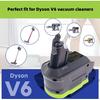 V6 Battery Adapter for Ryobi 18V Lithium Battery Converted for Dyson V6 SV04 SV03 DC59 DC58 DC62 SV09 SV05 Absolute Motorhead Cordless Vacuum Cleaner