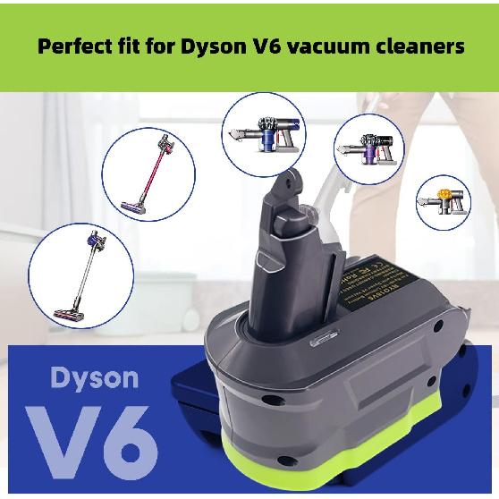 V6 Battery Adapter for Ryobi 18V Lithium Battery Converted for Dyson V6 SV04 SV03 DC59 DC58 DC62 SV09 SV05 Absolute Motorhead Cordless Vacuum Cleaner