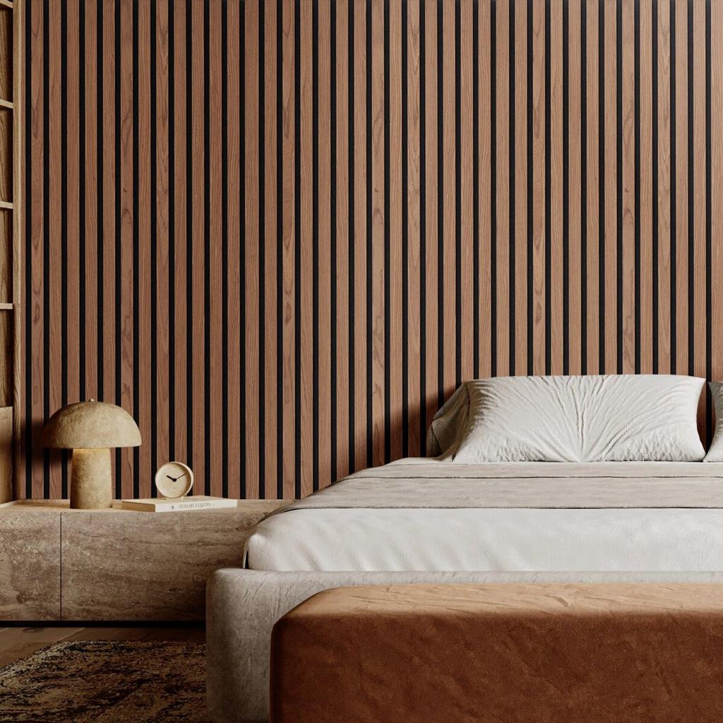Wood Slat Acoustic Panels 7.9 X 94.5 Inch for Modern Wall Decor Walnut