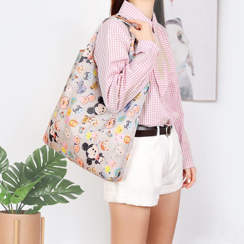 Medium Foldable 210D Oxford Cloth Shopping Bag, Convertible to Shoulder or Handbag, Ideal for Groceries and Camping