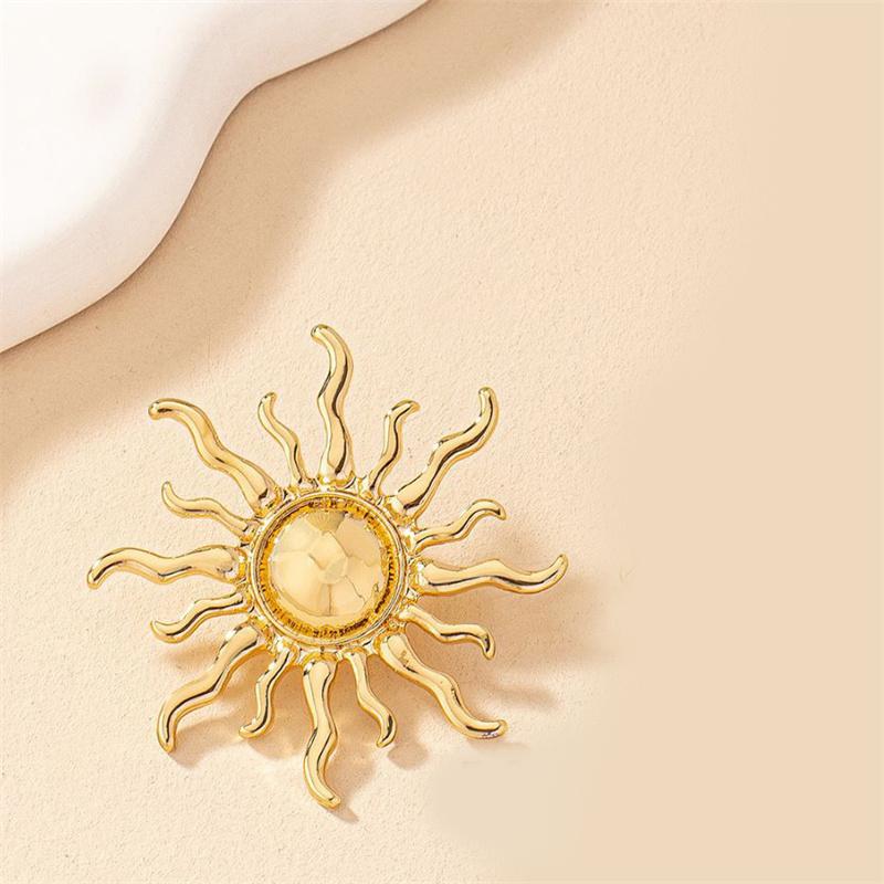 1Pair Vintage Oversized Gold Color Sun  Dangle Earrings For Women Girls Personality Earrings Jewelry Accessories Gifts
