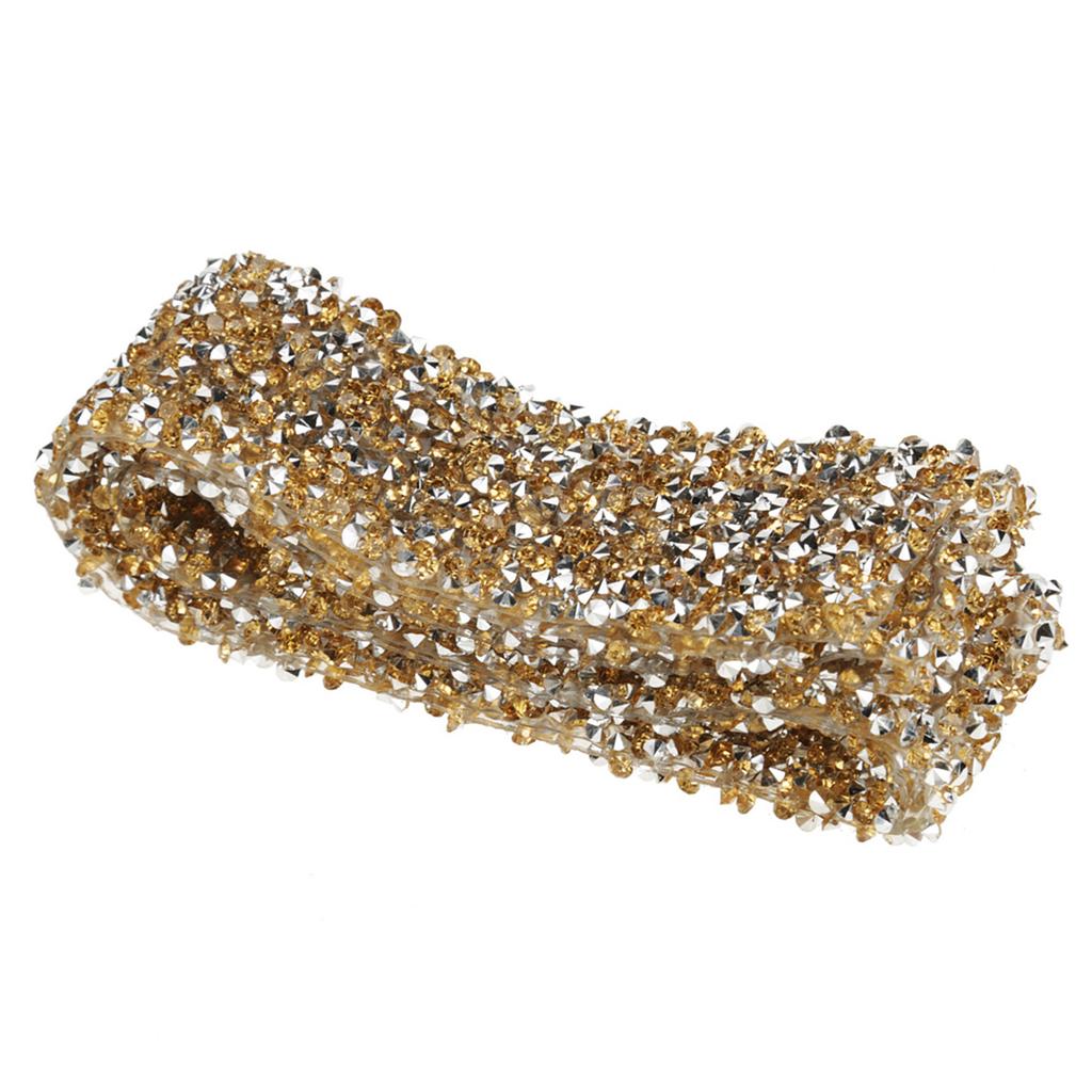 Mesh Wrap Roll Rhinestone Ribbon Wedding Decoration (Blue & Black)