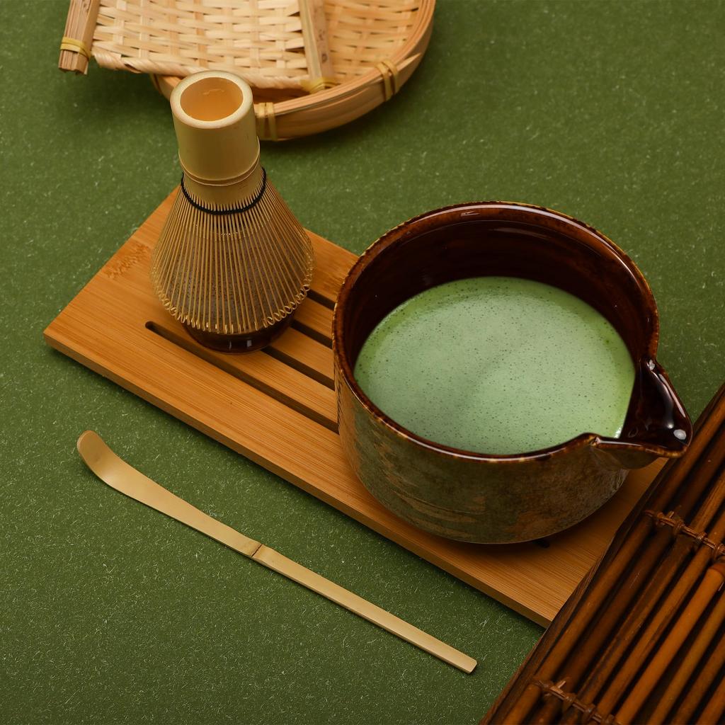 DiDiBirDi Matcha Bowl Set, 4-Piece Tea Ceremony Set, Includes Matcha Bowl, Matcha Whisk Stand, Matcha Bamboo Scoop, and Traditional Bamboo Chasen, a
