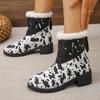 Fashion Winter New Thick Heel Cotton Boots Women's Fashion Round Head Cow Color Back Zipper Comfortable Short Boots