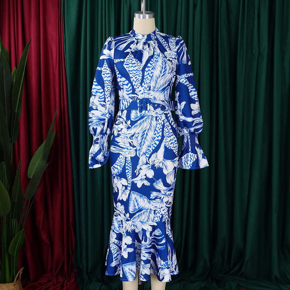 Plus Size Women's Dress Spring and Autumn Fashion Half-high Neck Long-sleeved OL Hip Pencil Dresses