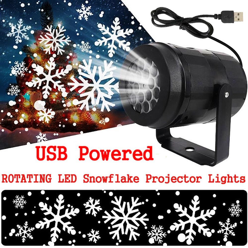 Christmas Snowflake Projecton Light Dynamic White Snow Projecton Atmosphere Lamp for Home Party New Year DIY Festival Decoration