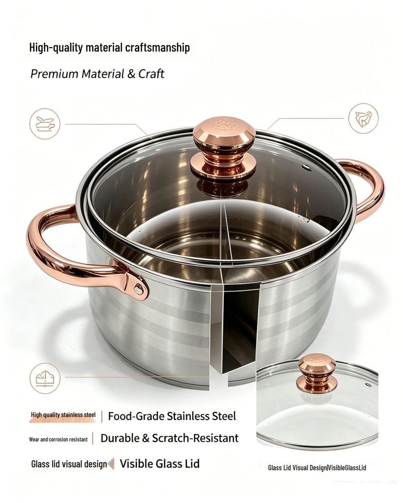 12-Piece Stainless Steel Cookware Set: Thickened Stockpot, Non-stick Frying Pan, Hot Pot, and Special Pot