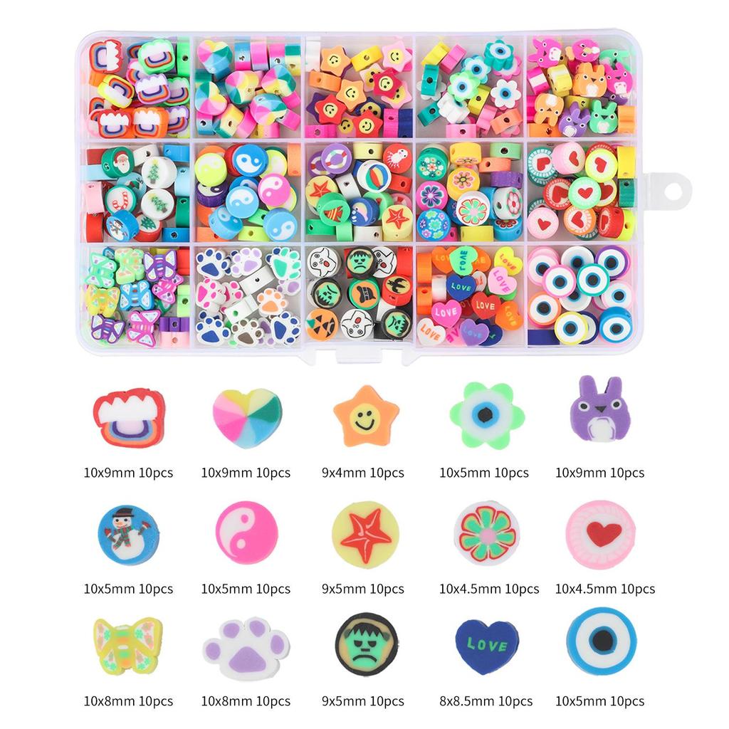 DIY Polymer Clay & Ceramic Bead Set for Animal & Evil Eye Cartoon Bracelets