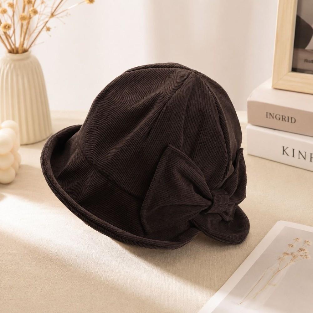 Cold Resistant Vintage Bucket Hat Warm Construction Bow Bucket Hat Women's Bucket Hat Outdoor Wear