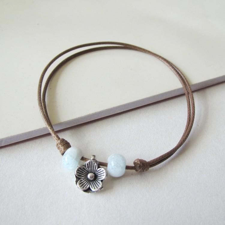 1 stücke Neue Mode Einstellbar Einfache Keramik Armbänder Fußkettchen Weibliche Original Hand-Woven Mode Fußkettchen Blatt Keramik Schmuck 41 #