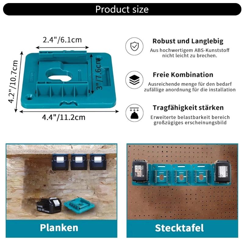 5Pcs Battery Holder Tool Holder Battery Holder for 18V Battery BL1850 BL1840 BL1830 Tool Holder Storage Rack Holder