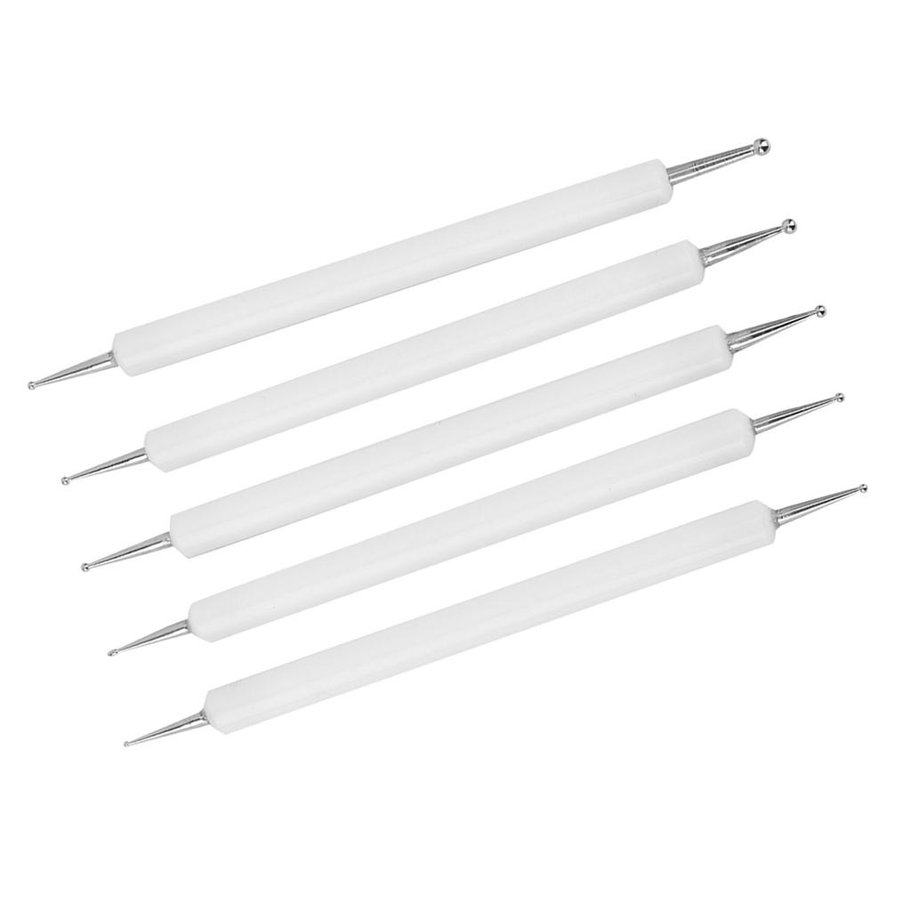 5Pcs Double End Acrylic Rod Round Head Clay Indentation Pen Sculpting Dotting Tool (Black)