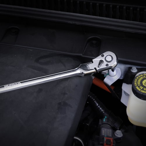 WORKPRO Ratchet Handle, Ratchet Wrench, Socket Wrench, 9.5mm Drive, Long Swivel Head, 457mm Overall Length, Easy Direction Switch, Quick Release Butto