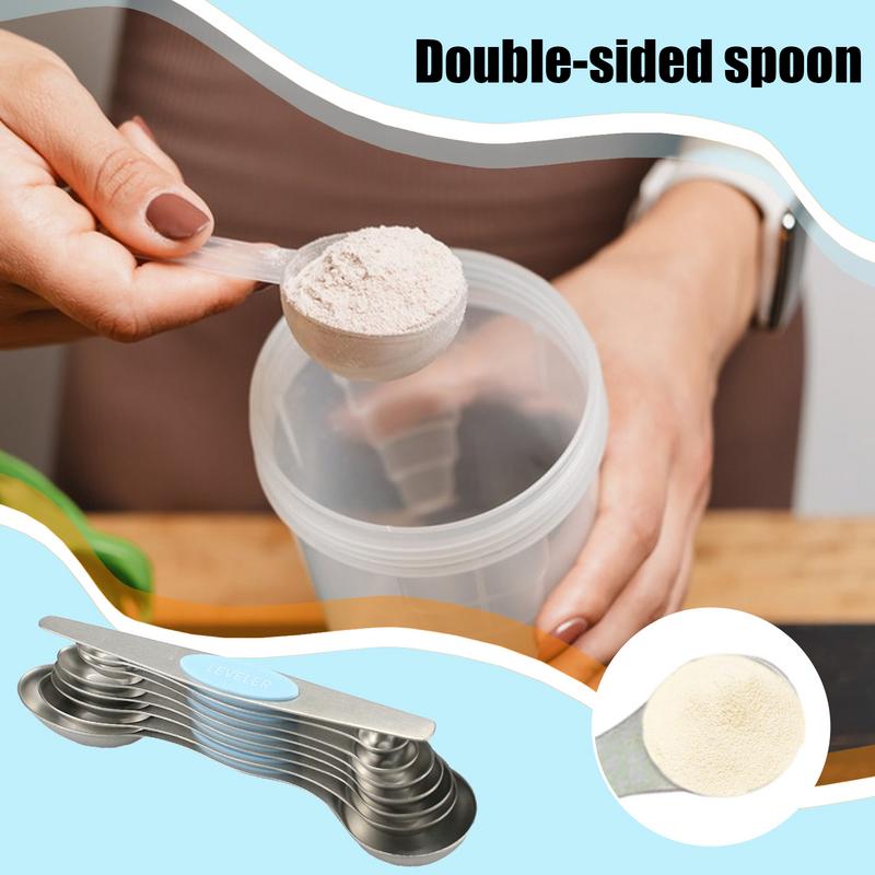 Kitchen Measuring Spoons 8 Piece Magnetic Measure Scoop Stainless Steel Teaspoon Measuring Spoons For Baking Cooking Sugar CN