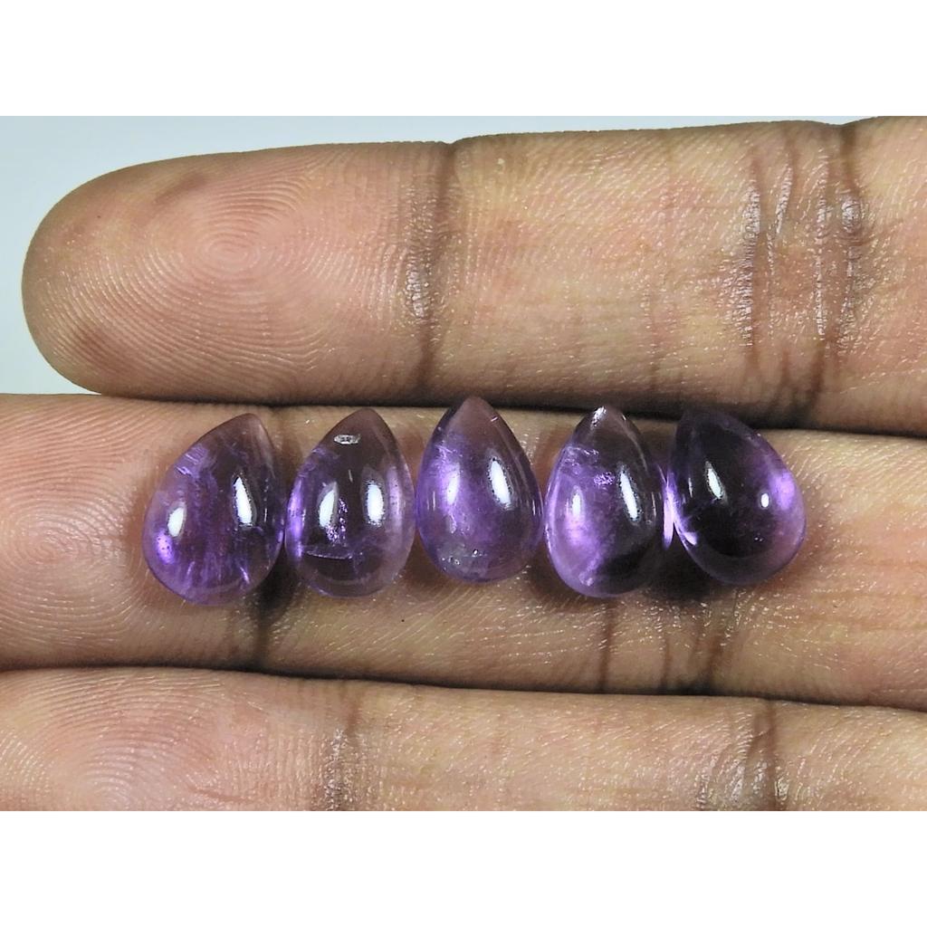 8X12MM Natural Amethst Ring Size Pear Cabochon Loose Gemstone 5Pcs Lot 15Cts A-468