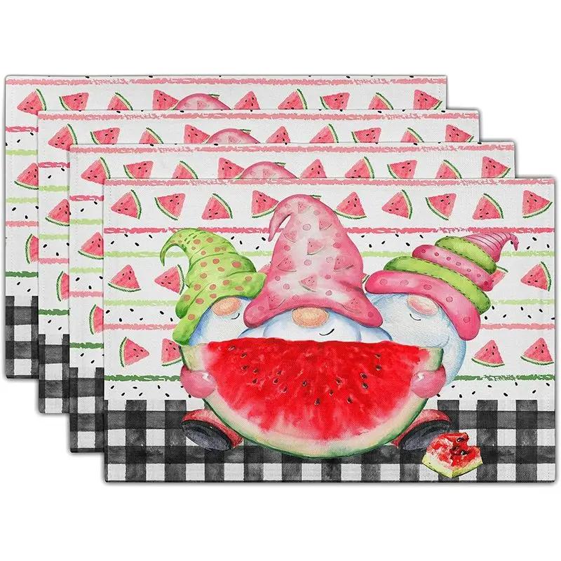 1pc Gnomes Placemats Buffalo Plaid Kitchen Mat Heat Proof Linen Place Mats for Home Kitchen Dinner Table Decor and Supplies