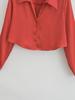2025 Women's Summer Satin Silk Long-Sleeve Short Shirt - European & American Style
