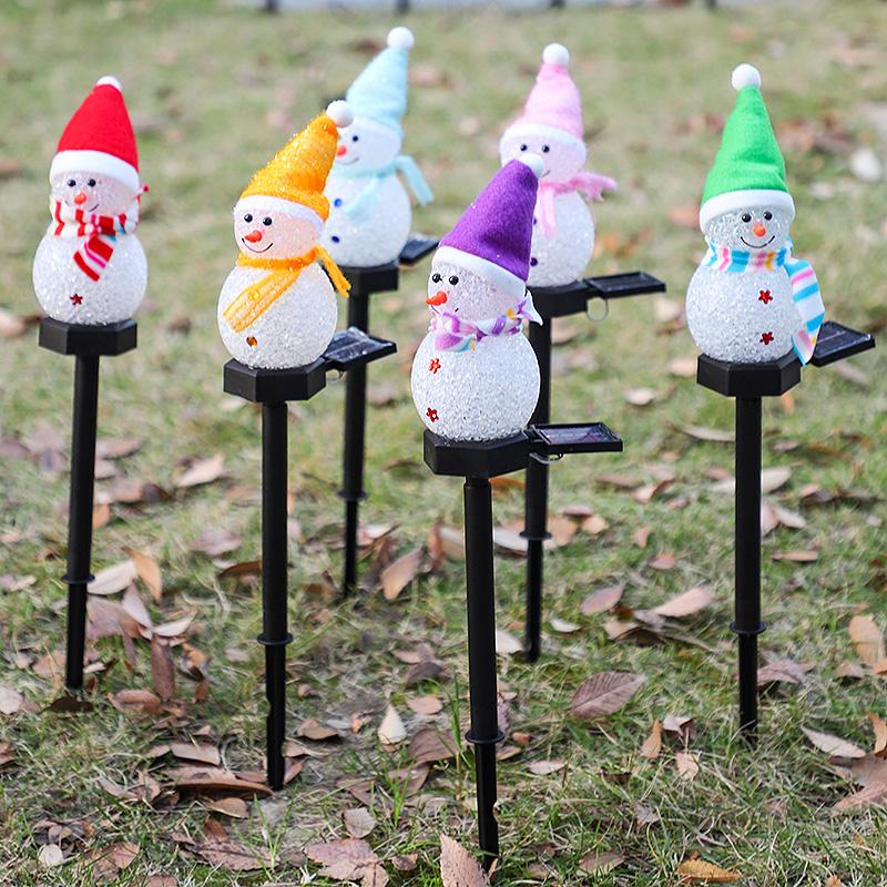 46cm LED Snowman Solar Lights Waterproof Outdoor Garden Lawn Lamps Snowmans Lantern for Christmas  Holiday Party Decor Lighting
