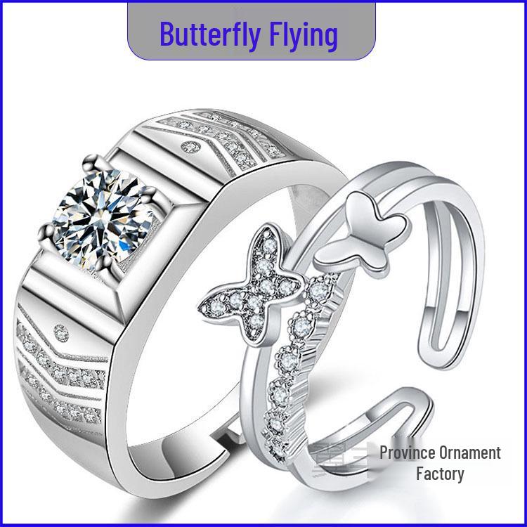 Adjustable Couple Rings: Korean Style White Gold Plated Valentine's Jewelry