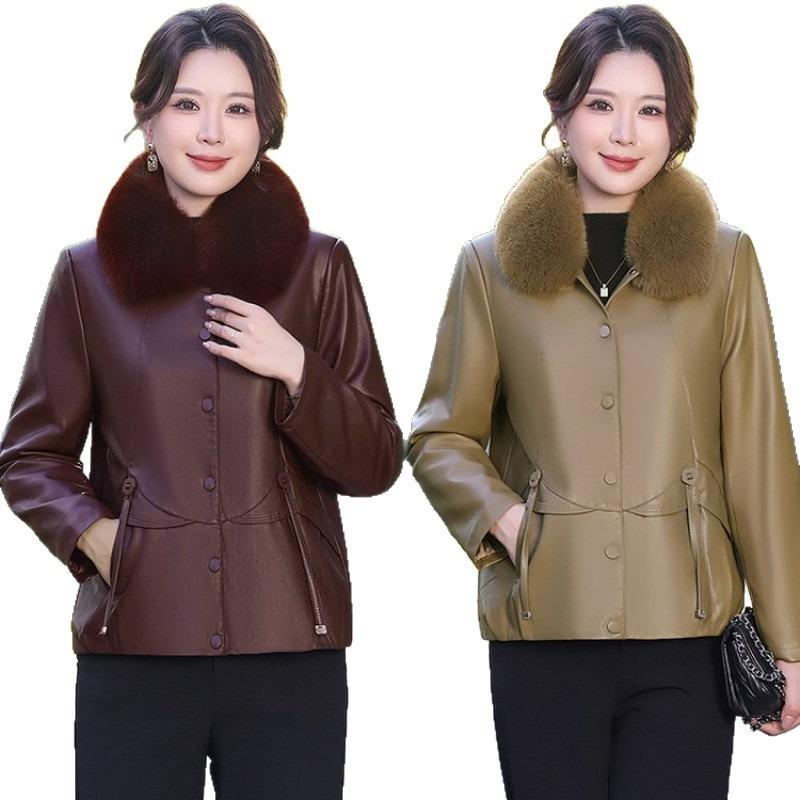 Fleece Leather Jacket Women's Short Jacket To Keep Warm, New Autumn and Winter Cotton-padded Clothing Leather Cotton-padded Jacket Women