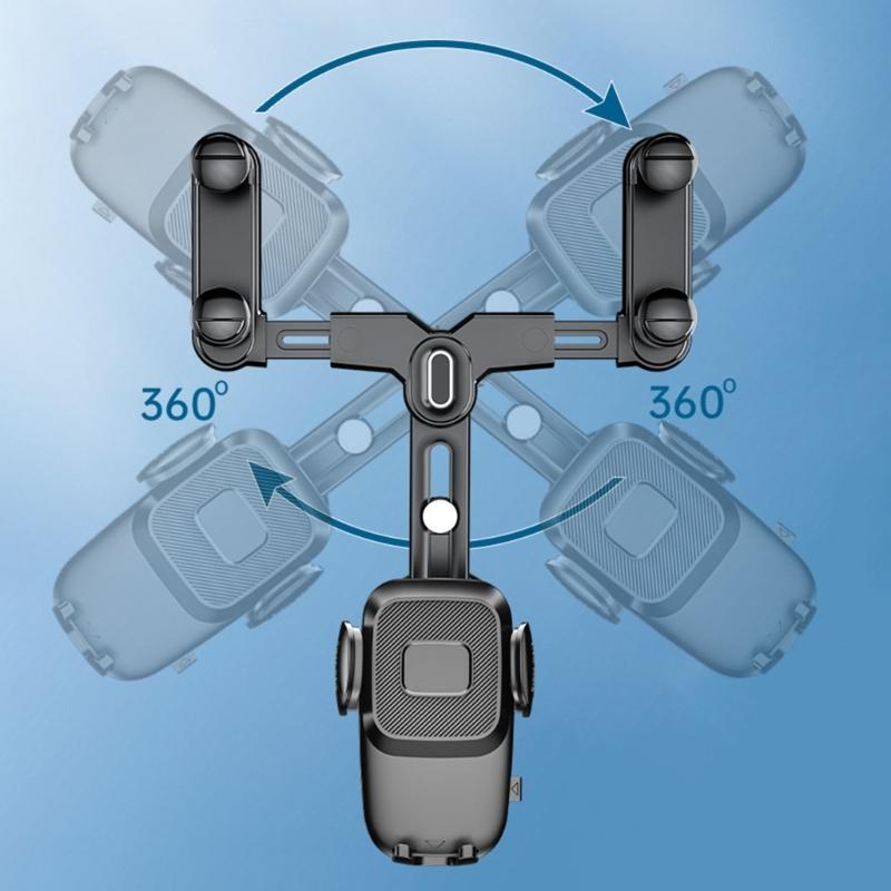 360-degree Rotation-Navigation Mount Mobile Phones Holder Car Adjustable Stand Rearview Mirror Retractable Phone Bracket