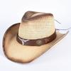 Pink Straw Sun Hat Women  Outdoor Western Cowboy Hats Black Vintage Summer Beach Panama Cowgirl Hat Jazz Cap Sombrero Hombre