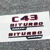Knbfq10 3 stk ABS For MB C43 BITURBO 4MATIC Høyglans Svart Rødt Emblemskilt W205 Fullt Sett Tilbehør