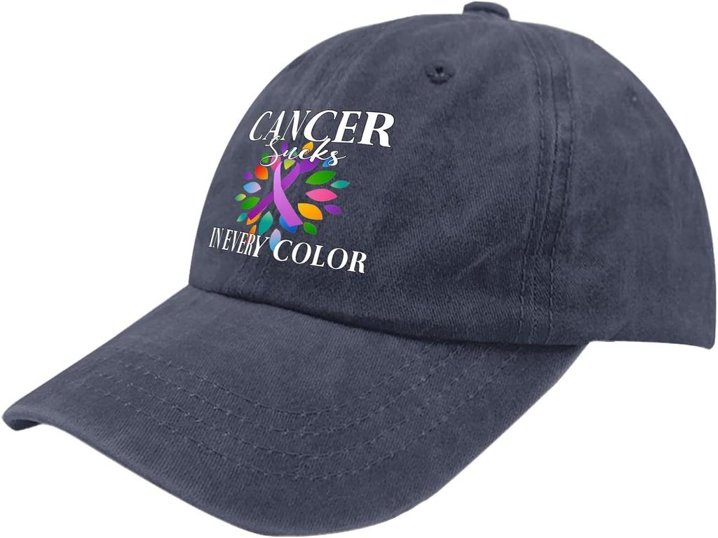 Cancer Sucks In Every Color Awareness Ribbon Baseball Cap Polyester Casual Adjustable Adult Hat
