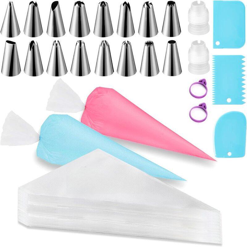 120-Piece Cake Decorating Set: Piping Tips, Disposable Piping Bags, Cream Scraper