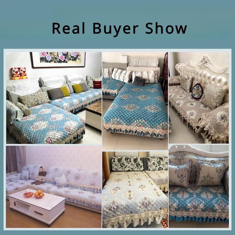 European Style Large Skirt Sofa Cover Four Seasons Universal Sofa Cushion Lace Decoration Anti Slip Seat Cushion Backrest Towel