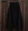 Cotton Linen Bloomers Wide Leg Pants Women Vintage Full Length Fashion Elegent Pants Solid Elasitic Waist Spring Autumn