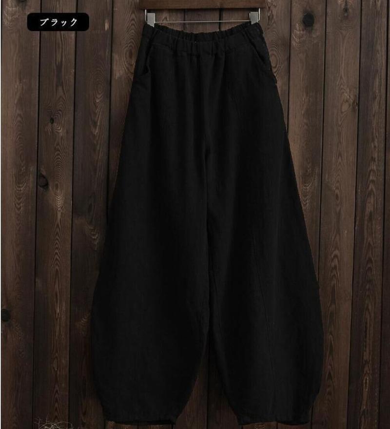 Cotton Linen Bloomers Wide Leg Pants Women Vintage Full Length Fashion Elegent Pants Solid Elasitic Waist Spring Autumn