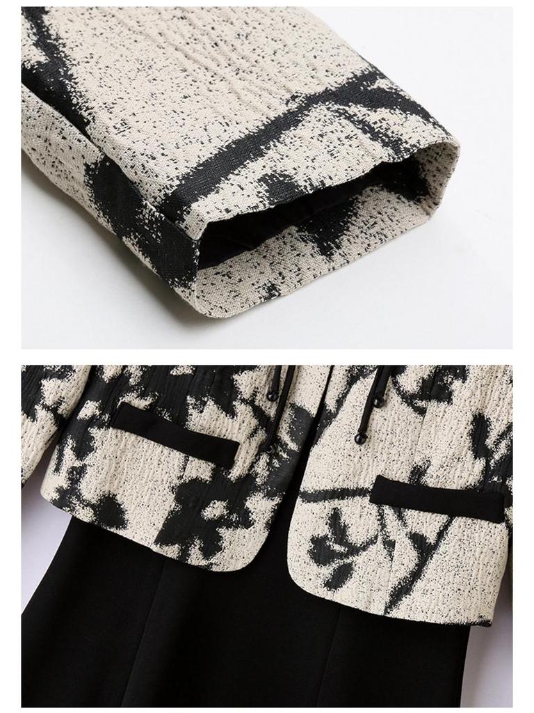 2024 Spring Women's Two-Piece Chinese Style Coat Dress - Small Size Fashion Suit Skirt