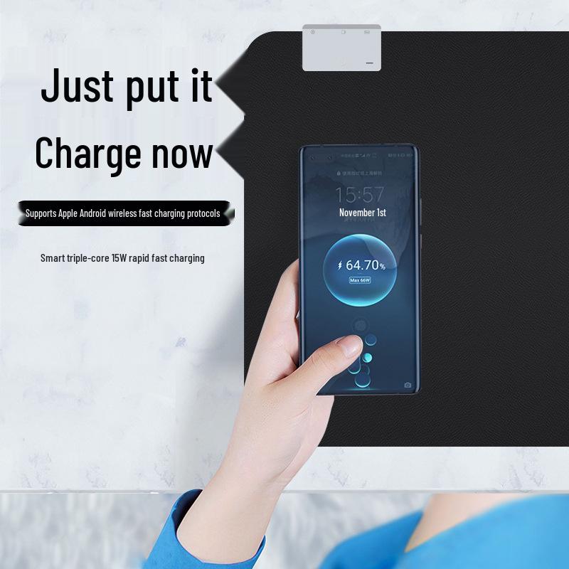 Intelligente 3-in-1 Wireless-Lade-Schreibtischmatte: 15W Ladegerät, Beheiztes Mauspadd, mit Tasse mit konstanter Temperatur.