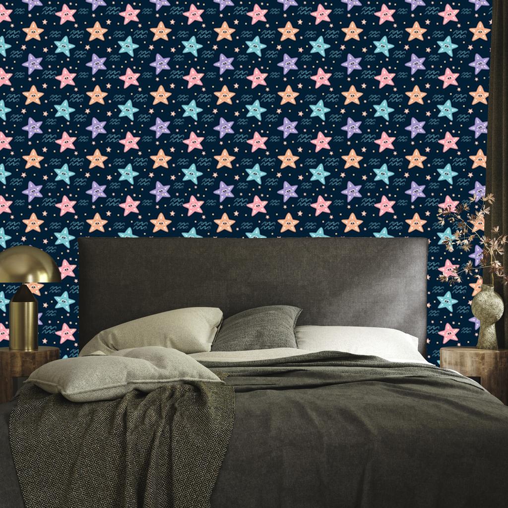 Starfish Wallpaper Navy Blue and Turquoise for Living Room and Bedroom 50x1000