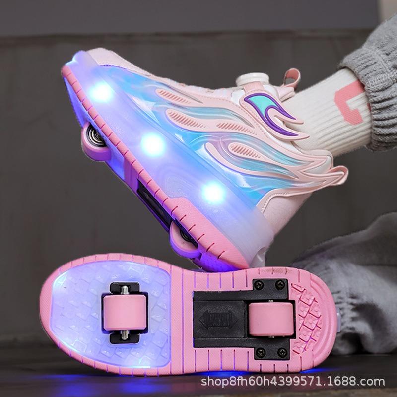 

Кеды на колесиках для мальчиков 225 новые детские роликовые кроссовки спортивная обувь для учеников начальной школы двухколесные выдвижные ролики 38