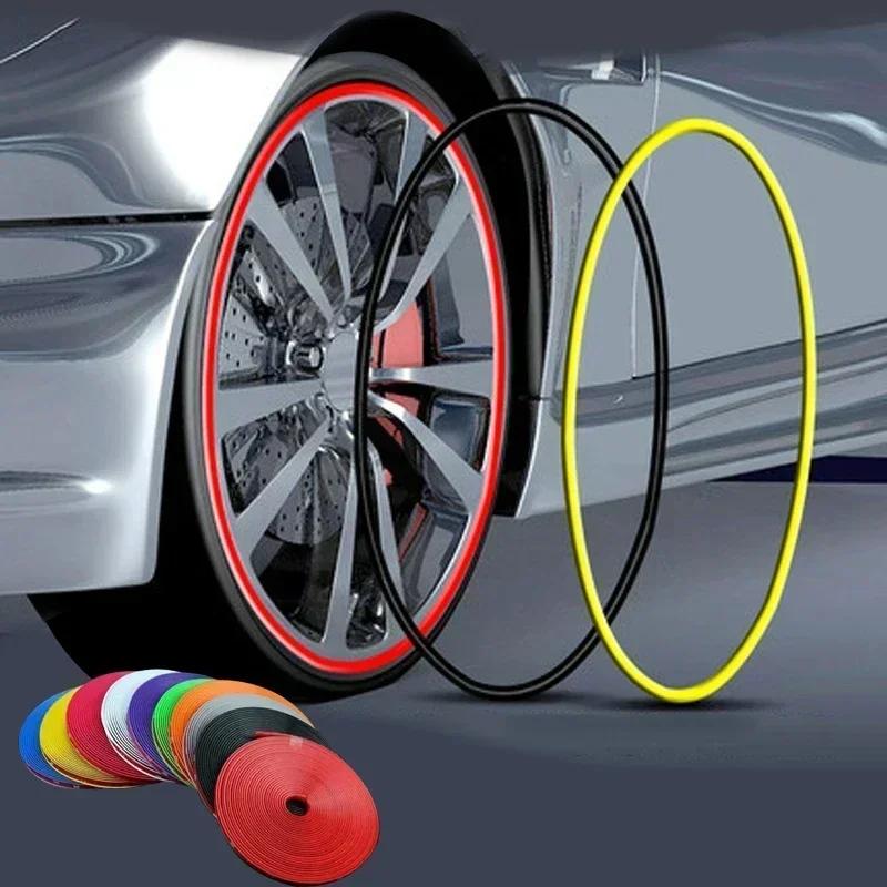 8M/Roll Rim Blades Car Vehicle Wheel Rims Protectors with Tape Decor Strip Tire Guard Line Rubber Mounding Trim Car Stickers