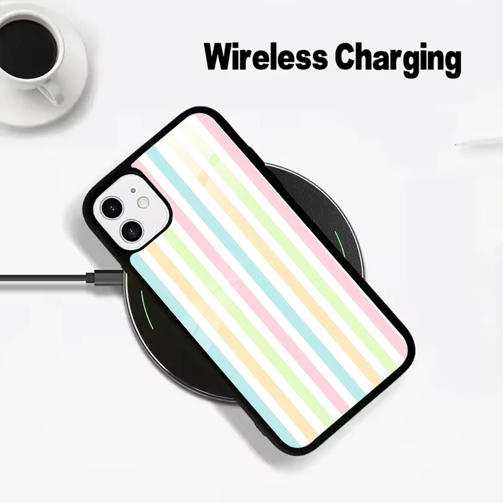 Nice -colorful -stripes For IPhone17 16 15 14 13 12 11 Plus Pro Max Plus Wireless Charger Phone Case