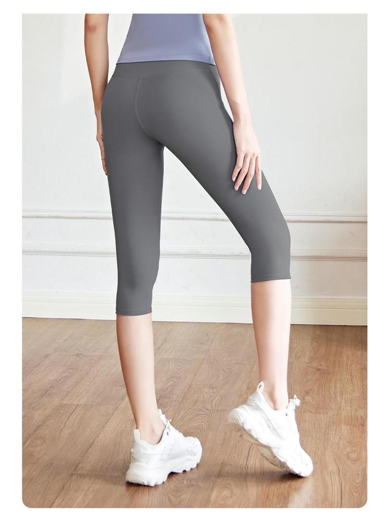 Juyitang 7-Punkt-Yoga-Hüftshorts für Damen mit hoher Taille – elastische Fitness-Strumpfhose