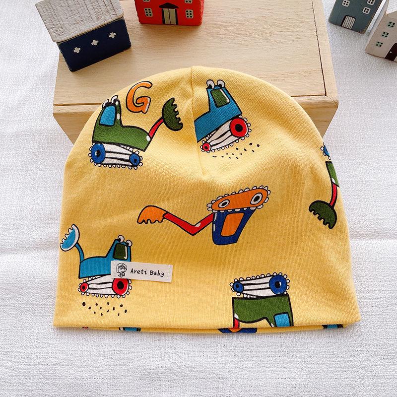 

Двухслойная хлопковая вязаная детская шапка с мультяшным принтом для осени и весны Small