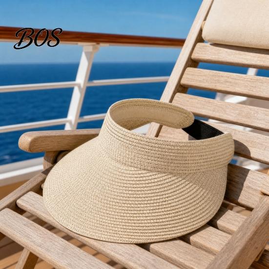 Heat Dissipation Hat Summer Foldable Sun Hat, Adjustable Elastic Buckle Braided Straw Open Top Portable Beach Travel for Women