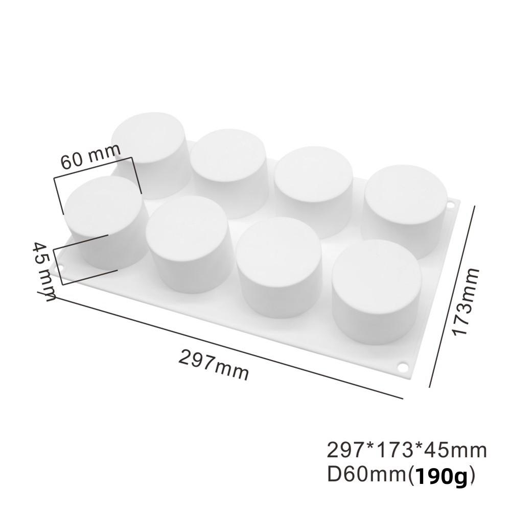 DIY Mousse Cake Mold 8-Cavity Cylindrical Cupcake Mold Silicone Aromatherapy Candle Mold Decorative Baked Kitchen Accessories